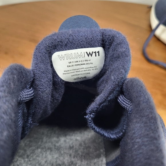 AllBirds Women's Blue Wool Runner-up Mizzles Water Repellent Shoes Size 11 - Picture 7 of 9